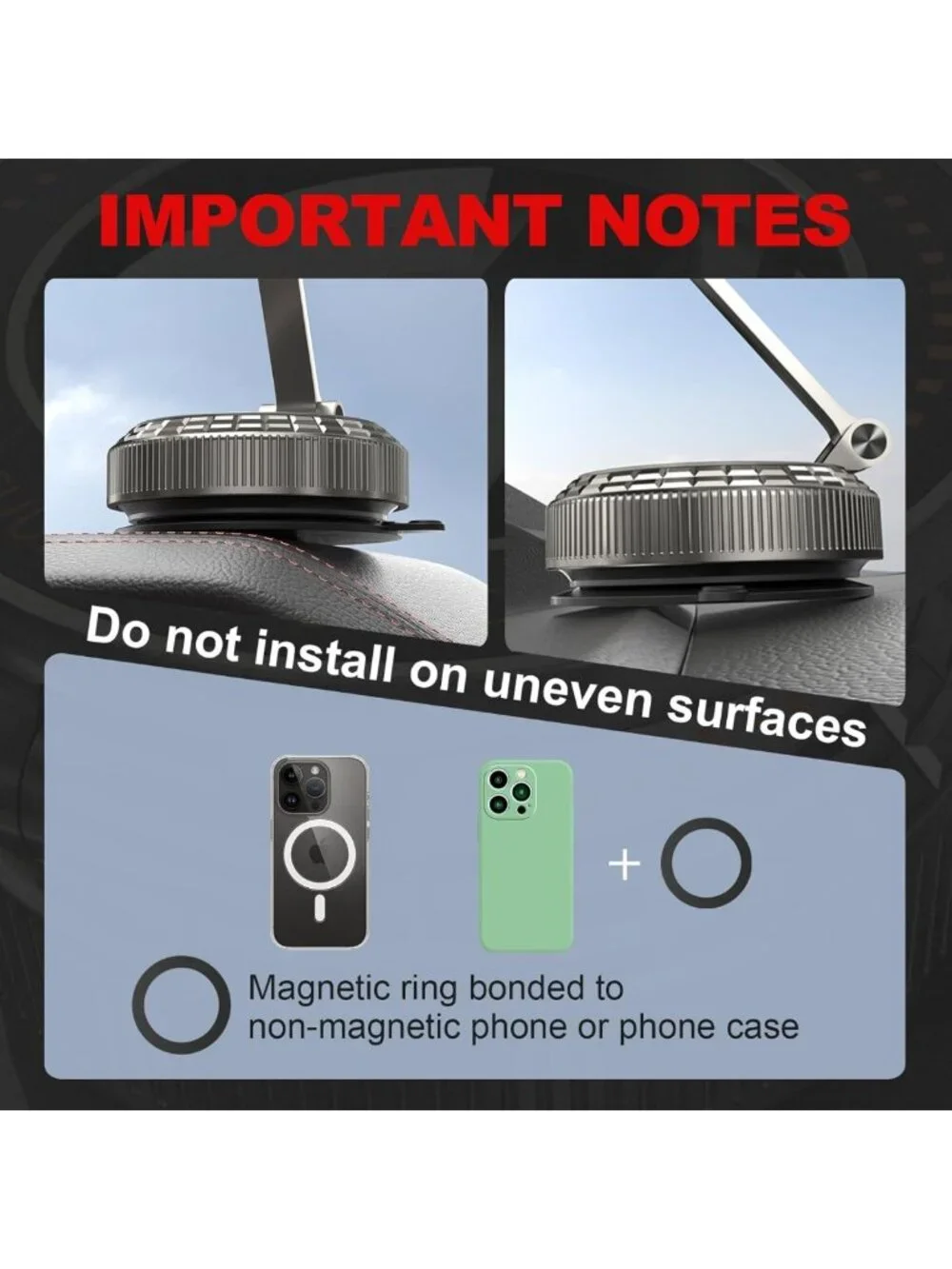 360° Adjustable Magnetic Car Phone Holder, Suction Cup Mount for iPhone